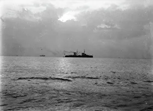 Italian Coastal Landscape Drucke: Ship off the coast of Trieste