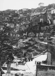 Historic Cityscape View Drucke: The stone huts in Matera