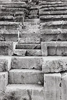 Greek Architecture Europe Drucke: Stone steps of the Theatre of Delphi