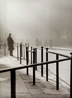 Foggy City View Drucke: Street with cloud