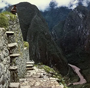 South American Archeology Drucke: Detail of a structure at Machu Picchu, Peru