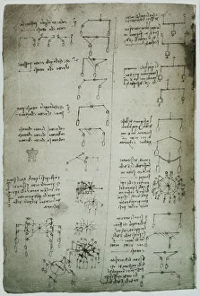Leonardo Da Vinci Study Drucke: Study on balance instruments, weights and levers