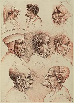 Renaissance Art Study Drucke: Study of caricatures