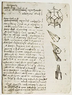Renaissance Artist Leonardo Da Vinci Drucke: Study on the construction of solid geometric figures
