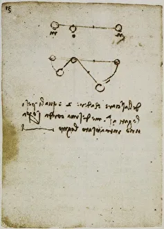 High Renaissance Drawing Techniques Drucke: Study on gravity with weights attached to a rope