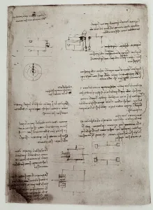 High Renaissance Drawing Techniques Drucke: Study on gravity; writing of Leonardo da Vinci