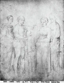 Renaissance Period Artwork Drucke: Study of a group of figures, drawing by Jacopo Bellini, in the British Museum in London
