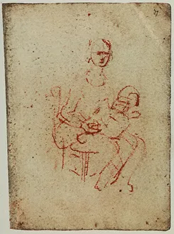 London Museum Artworks Drucke: Study on the human figure, drawing from the Codex Forster II
