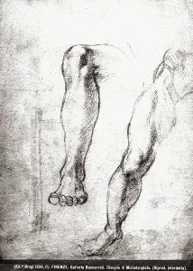 Drucke von Studium der Gliedmaßen, Gemälde von Michelangelo im Museo della Casa Buonarroti in Florenz Barocke Kunst Drucke: Die Galerie der Buonarroti