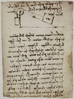 London Museum Art Collections Drucke: Study of a lever, page from the Codex Forster II