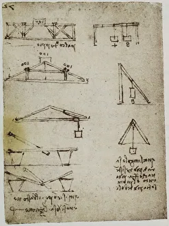 Renaissance Drawing Techniques Drucke: Study of levers, page from the Codex Forster II