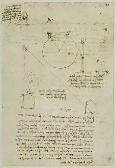 Natural Elements In Art Drucke: Study to measure the width of the sun: work of Leonardo da Vinci belonging to the Code A (2172)