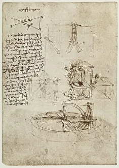 Renaissance Artist Leonardo Da Vinci Drucke: Study on mirrors, drawing by Leonardo da Vinci