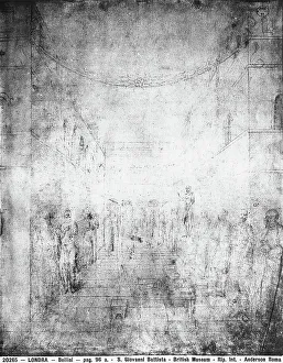 Renaissance Baroque Period Drucke: Study of a perspective view. Drawing by Jacopo Bellini, in the British Museum in London