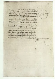 Studio di fisica, scritto da Leonardo da Vinci, Codice Arundel 263, c.13r