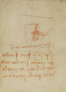 European Renaissance Period Artwork Drucke: Study on the pressure caused by falling water