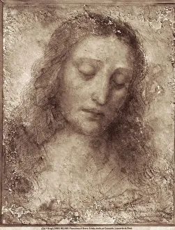 Das Gesicht Christi von einem Affresko gemalt, das von Leonardo da Vinci als Vorstudie für die ultimste Mahlzeit in der Kirche Santa Maria delle Grazie in Mailand erstellt wurde.