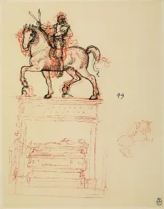 Renaissance Art Drawings Drucke: Study for the Trivulzio Monument
