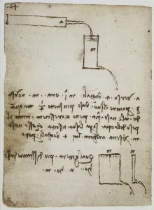 European Renaissance Art History Drucke: Study on the velocity of falling water