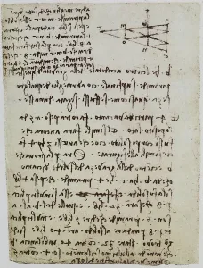 Leonardo da Vincis Studien zu Gewichten; Blatt aus dem Codex Forster II, c.80r