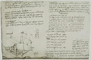 Leonardo da Vincis Skizze zu einem Gewichtsmeister, Codex Arundel 263, Blatt 127r.
