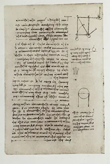 Studio di pesi, scritto di Leonardo da Vinci appartenente al Codice Arundel 263, c.11v, conservato presso il British Museum di Londra