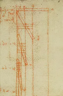 Renaissance Architecture Styles Drucke: Support beams, drawing from the Codex Forster III