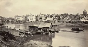 Tiber River Rome Drucke: A mill on the Tiber river, Rome
