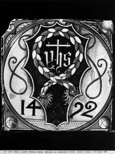Sforza Castle Milan Drucke: Tile with the monogram of Christ