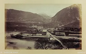 River Transportation Structure Drucke: View of Brig with the Simplon Pass