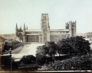 Durham Cathedral Architecture Drucke: View of a side of the Cathedral of Durham