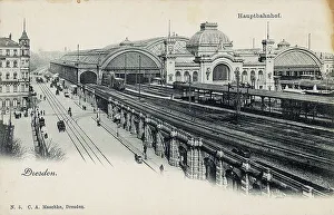 Drucke von Eisenbahn Drucke: View dresden train station