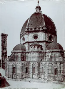 Die alte Teil der Kathedrale von Florenz mit dem Glockenturm von Giotto im Hintergrund