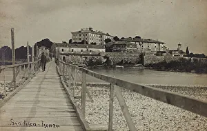 Italian City View Drucke: View of Gradisca on the river Isonzo