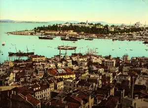 Small Boat Transportation Methods Drucke: View of Istanbul