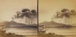 Italian Volcano Landscape Drucke: View of Vesuvius, Naples