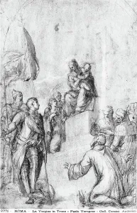 Renaissance Baroque Period Drucke: The Virgin and Child enthroned