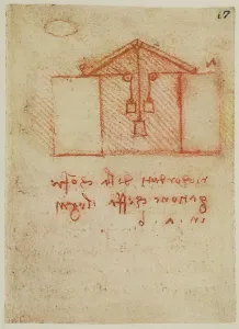 Ein Bild von Waagen und Wägen; ein Entwurf aus dem Codice Forster II, c.47v, im Victoria and Albert Museum in London aufbewahrt.