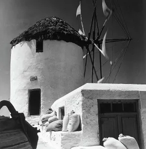 Windmill In Greece Drucke: A windmill in Greece