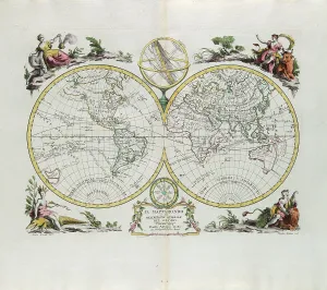 Antique Geographical Maps Drucke: World Map and a general description of the globe