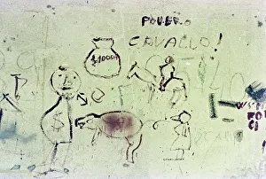 Italienische Wandmalerei mit politischen Slogans und Zeichnungen