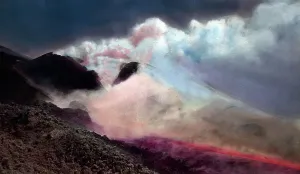 Vulkanische Ebene von Catania nach einem Ausbruch, Italien.