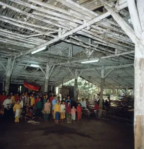Ein Bambusorchester auf Java, Indonesien in den 1980er Jahren.