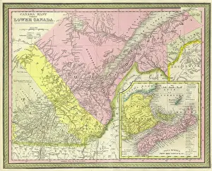 Drucke von 1850 Karte von Mitchell Ostkanada einschließlich Quebec Karte Drucke: 1850 Karte von Mitchell Ostkanada einschließlich Quebec.
