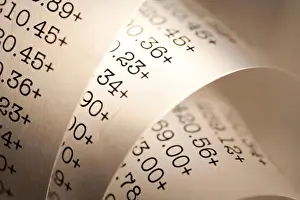 Financial Concept Image Drucke: Adding machine tape closeup