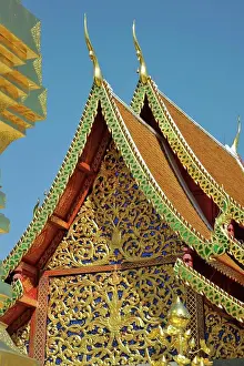 Buddhist Temple Architecture Drucke: Architectural details of a Buddhist temple, Wat Phrathat Doi Suthep, Chiang Mai, Thailand