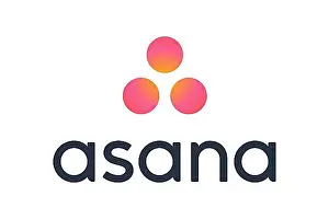 Asana-Software, Logo, weißer Hintergrund.