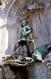 Drucke von Schloss- und Palastkomplex, Saint Georges Platz, Schlossberg, Budapest, Ungarn. König Matyas (Matthias) Brunnenstatue Budapest, Einschließlich Der Donauufer, Des Budaer Burgviertels Und Der Andrßssy-Allee Drucke: Schloss- und Palastkomplex, Saint Georges Platz
