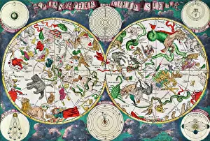 Astrology Zodiac Signs Drucke: Celestial map of the 17th century