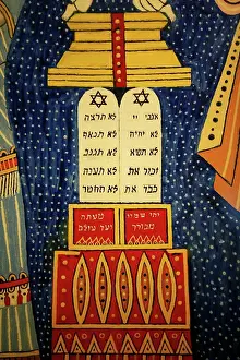 Drucke von Die zehn Gebote. Tafel der Gesetze. Moses und Aaron. Morris Hirshfield (amerikanisch, geboren in Polen - 1872-1946). 1944. Öl auf Leinwand. The Jewish Museum New York. New York. USA September Drucke: Die zehn Gebote. Tafel des Gesetzes